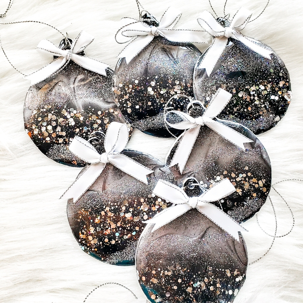 SOLD, One Handmade Christmas Tree Ornament, Silver - Picture 4 of 11